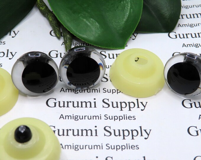 18mm Clear Iris with a Black OC Pupil Trap Safety Eyes and Washers: 1 Pair - Doll / Amigurumi / Animal / Creations / Crochet / Monster