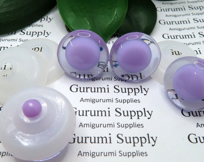 25mm Clear Iris with a Centered Purple Pupil Trap Safety Eyes and Washers: 1 Pair - Doll / Amigurumi / Animal / Creation / Crochet / Monster