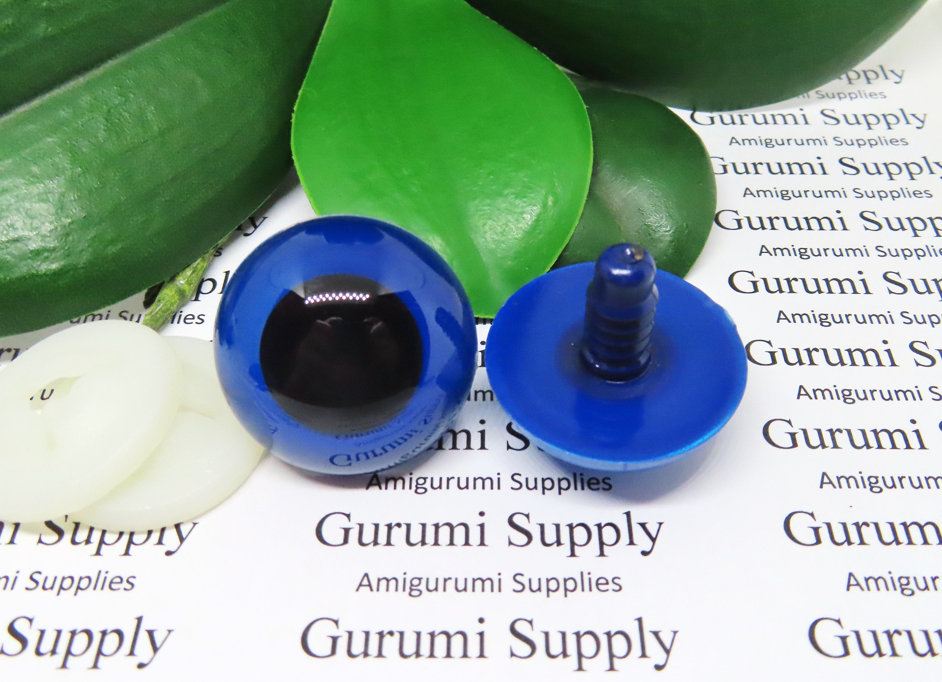 30mm Dark Blue Ocean Iris Black Pupil Round Safety Eyes and Washers: 1 Pair  - Doll / Amigurumi / Animal / Creation / Crochet / Supplies