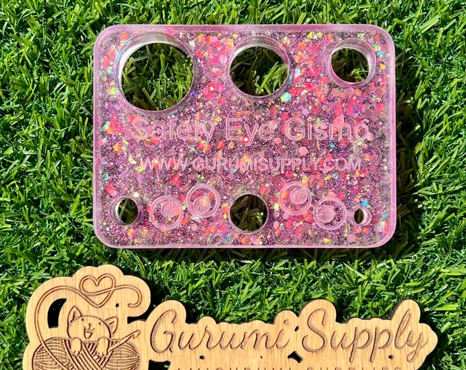 Safety Eye Gismo - Shades of Pink Glitter - Rectangle - Safety Eye Tool - Safety Eye Jig - Safety Eye Helper - Trapezoid - Amigurumi - Tool