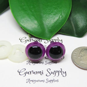 12mm Violet Purple Iris Black Pupil Round Safety Eyes and Washers: 3 Pairs Doll / Amigurumi / Animal / Stuffed Creation / Craft Supplies image 7