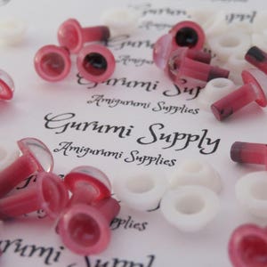 6mm Pink Color Round Craft Eyes with Black Pupils with washers  5 pairs / Amigurumi / Dolls / Animals / Craft Supplies / Crochet / Amigurumi