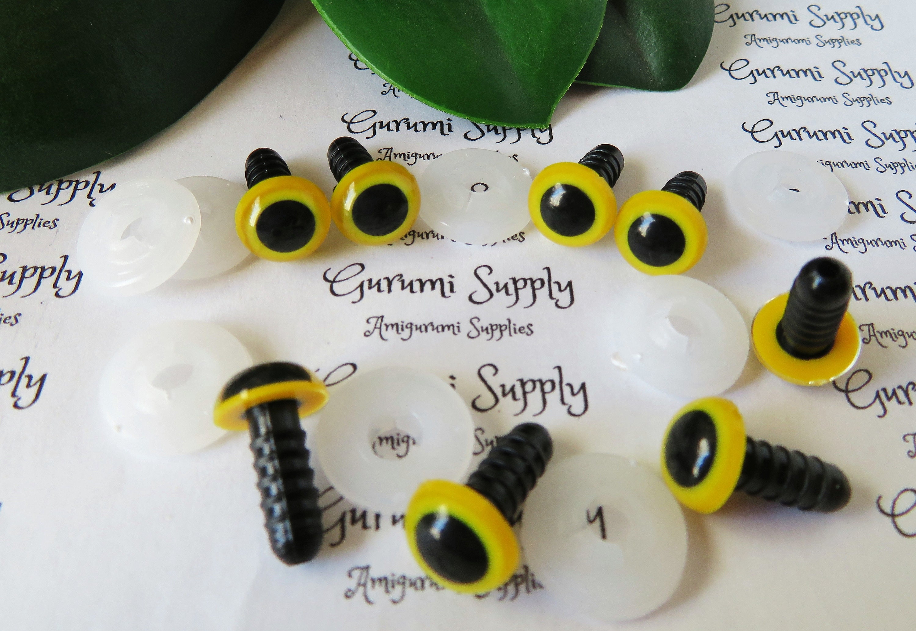 14mm Solid Black Round Safety Eyes with Washers: 2 Pair - Amigurumi /  Animals/ Doll / Toy / Stuffed Creations / Craft Eyes / Crochet / Knit