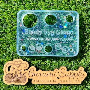 Safety Eye Gismo - Blue Butterflies Glitter - Rectangle - Safety Eye Tool - Safety Eye Jig - Safety Eye Helper - Trapezoid - Amigurumi