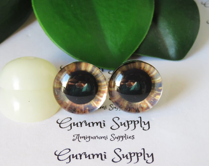 16mm Brown Iris 3D Style Trapezoid Safety Eyes and Washers: 1 Pair - Amigurumi / Animals / Stuffed Creations / Craft Supplies / Toys / Dolls