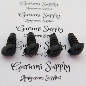 6x8.5mm Solid Matte Black Safety Noses with Washers 4 ct/ Amigurumi / Animal / Doll / Craft / Stuffed Creations / Crochet / Knit / Bear image 2