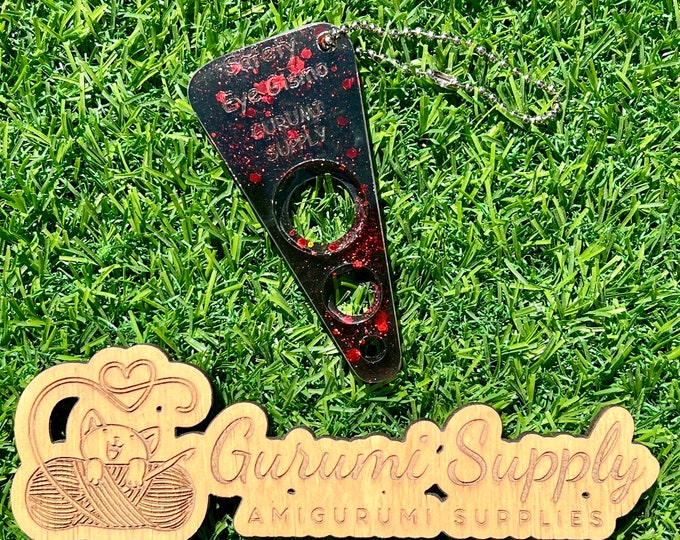 Safety Eye Gismo Black with Red Glitter -Triangle - Petite - On-the-Go - Keychain - Safety Eye Tool - Safety Eye Jig - Safety Eye Helper