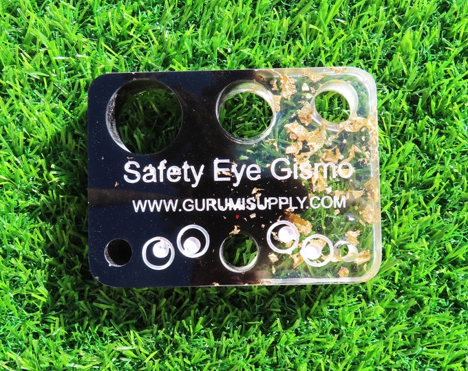 Safety Eye Gismo Black and Clear with Gold Flake- Rectangle - Safety Eye Tool - Safety Eye Jig - Safety Eye Helper - Trapezoid - Amigurumi