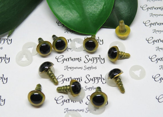 9mm Green Color Round Safety Eyes with Black Pupils with washers