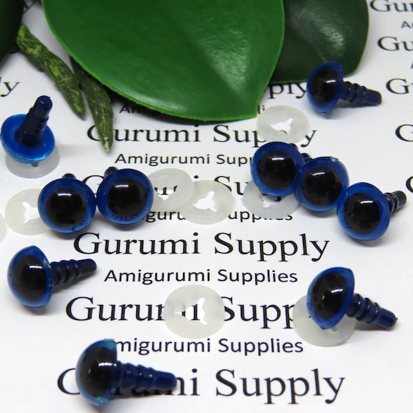 9mm Dark Blue Ocean Round Safety Eyes with Black Pupils and washers - 5 pairs - Amigurumi / Animal /Craft / Toy / Crochet / Creations / Knit