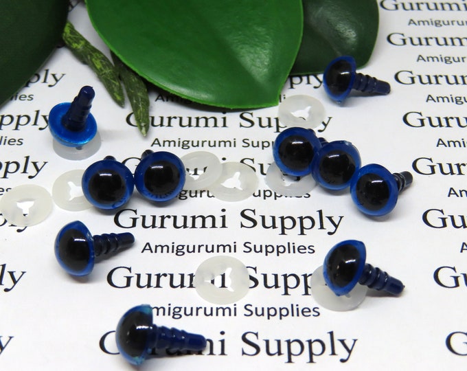 9mm Dark Blue Ocean Round Safety Eyes with Black Pupils and washers - 5 pairs - Amigurumi / Animal /Craft / Toy / Crochet / Creations / Knit