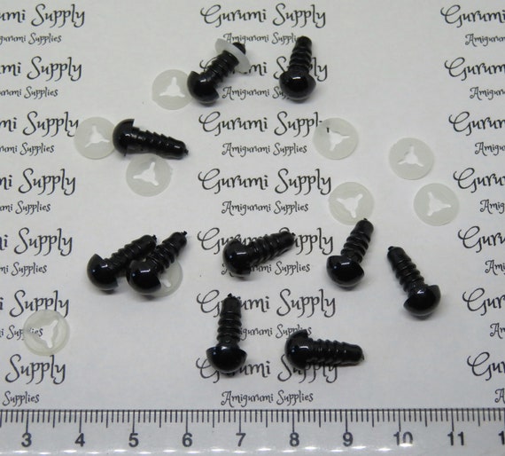 Bulk Pack! 15mm Solid Black Round Safety Eyes and Washers: 20 Pair - Doll /  Amigurumi / Animal / Crafft Supplies / Creations / Toy / Crochet