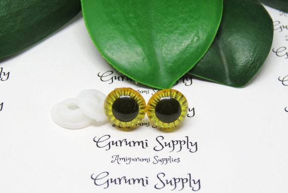 11mm Yellow Textured Iris Safety Eyes – Round Eye With Washer - 1