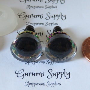 16mm Clear Trapezoid Plastic Safety Eyes with a Mardi Gras Glitter Non-Woven Slip Iris and Washers: 2 Count/1 Pair Dolls/Amigurumi/Animal image 6