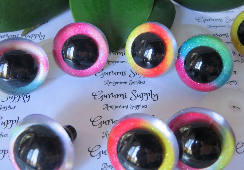 24mm Clear Round Plastic Safety Eyes with Rainbow Glitter Etsy