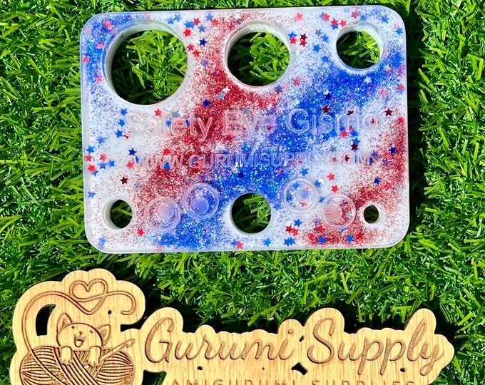 Safety Eye Gismo Patriotic Stars and Stripes Glitter- Rectangle - Safety Eye Tool - Safety Eye Jig - Safety Eye - Trapezoid - Amigurumi
