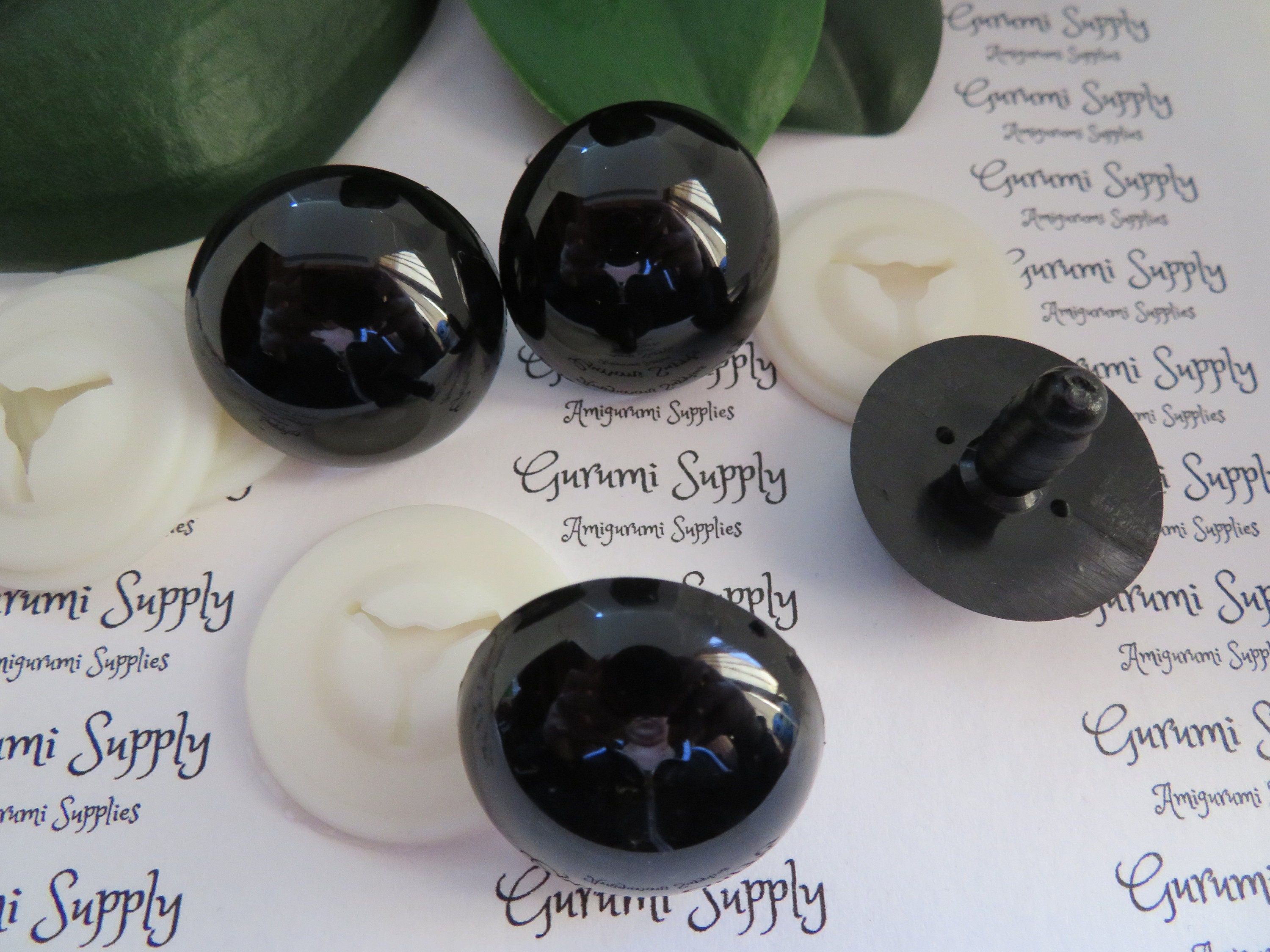 28mm Solid Black Round Safety Eyes with Washers: 1 Pair - Amigurumi /  Animals / Doll / Toy / Stuffed Creations / Craft Eyes / Crochet / Knit