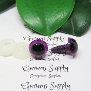 12mm Violet Purple Iris Black Pupil Round Safety Eyes and Washers: 3 Pairs Doll / Amigurumi / Animal / Stuffed Creation / Craft Supplies image 8