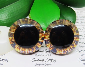 40mm Brown Iris 3D Style Trapezoid Safety Eyes and Washers: 1 Pair - Amigurumi / Animals / Stuffed Creations / Crochet / Craft Supplies