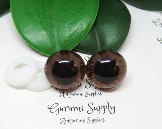17mm Brown Textured Iris Safety Eyes – Round Eye with Washer - 1 Pair – Amigurumi/Dolls Making/ Owl Eyes/Crochet Creations/Supplies/Knit