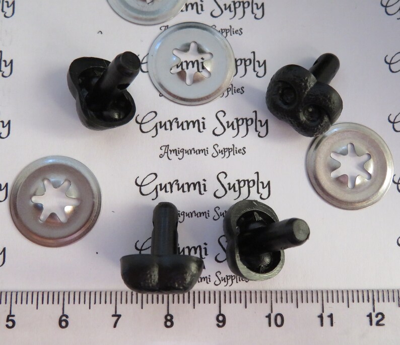 Quantité limitée Nez de sécurité noir massif 15 mm avec rondelle en métal 4 carats Amigurumi / Chiens / Ours / Créations / Jouets animaux / Crochet image 5