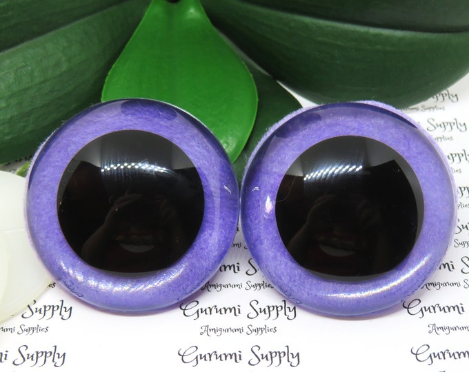 50mm Lavender Felt Iris Black Pupil Round Safety Eyes and Washers: 1 Pair - Dolls / Amigurumi / Animals / Toys / Stuffed Creations / Crochet
