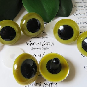 24mm Olive Green Iris Black Pupil Round Safety Eyes and Washers: 1 Pair - Dolls/Amigurumi/Animals/Stuffed Creations/Crochet/Paintfree/Knit