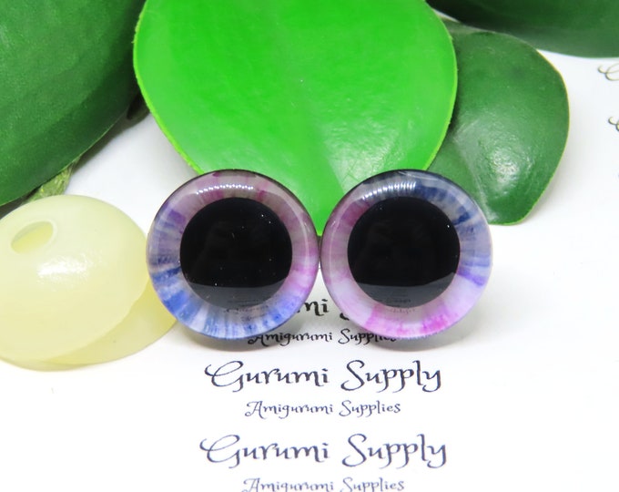 20mm Purple-Pink Iris 3D Style Trapezoid Safety Eyes and Washers: 1 Pair -Amigurumi / Animal / Stuffed Creations / Crochet / Craft Supplies