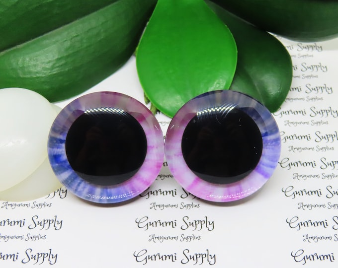 40mm Purple-Pink Iris 3D Style Trapezoid Safety Eyes and Washers: 1 Pair - Amigurumi / Animal / Stuffed Creations / Crochet / Craft Supplies