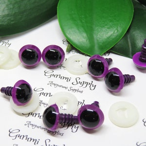 12mm Violet Purple Iris Black Pupil Round Safety Eyes and Washers: 3 Pairs Doll / Amigurumi / Animal / Stuffed Creation / Craft Supplies image 6