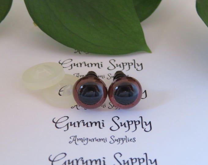 10mm Brown Iris with Black Pupil Round Safety Eyes and Washers: 4 Pairs - Doll / Amigurumi / Animal / Craft / Toy / Supplies / Crochet