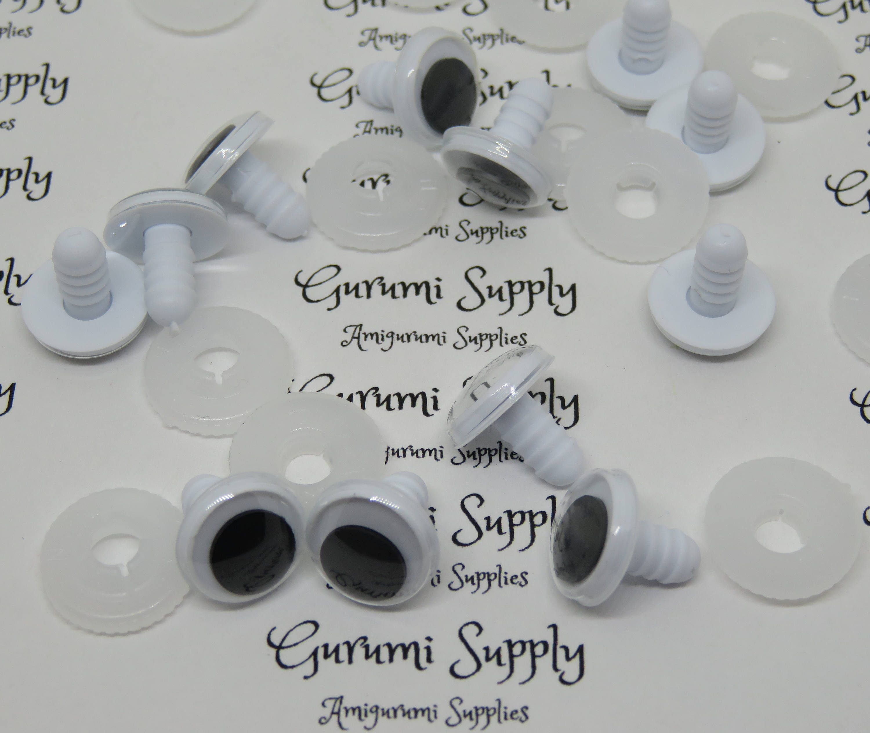 Limited Quantity! 25mm White Round Googly Safety Eyes with Washers – 1 Pair  / Amigurumi / Doll / Craft Eye / Animal / Toy / Googly / Crochet