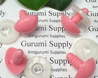 20mm Solid Pink Safety Noses with Washers - 4 ct - Triangle / Amigurumi / Animals / Stuffed Creations / Glossy / Crochet / Knit / Doll