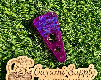 Safety Eye Gismo - Neon Purple Glitz - Petite Size - Triangle - On-the-Go - Keychain - Safety Eye Tool - Safety Eye Jig - Eye Helper