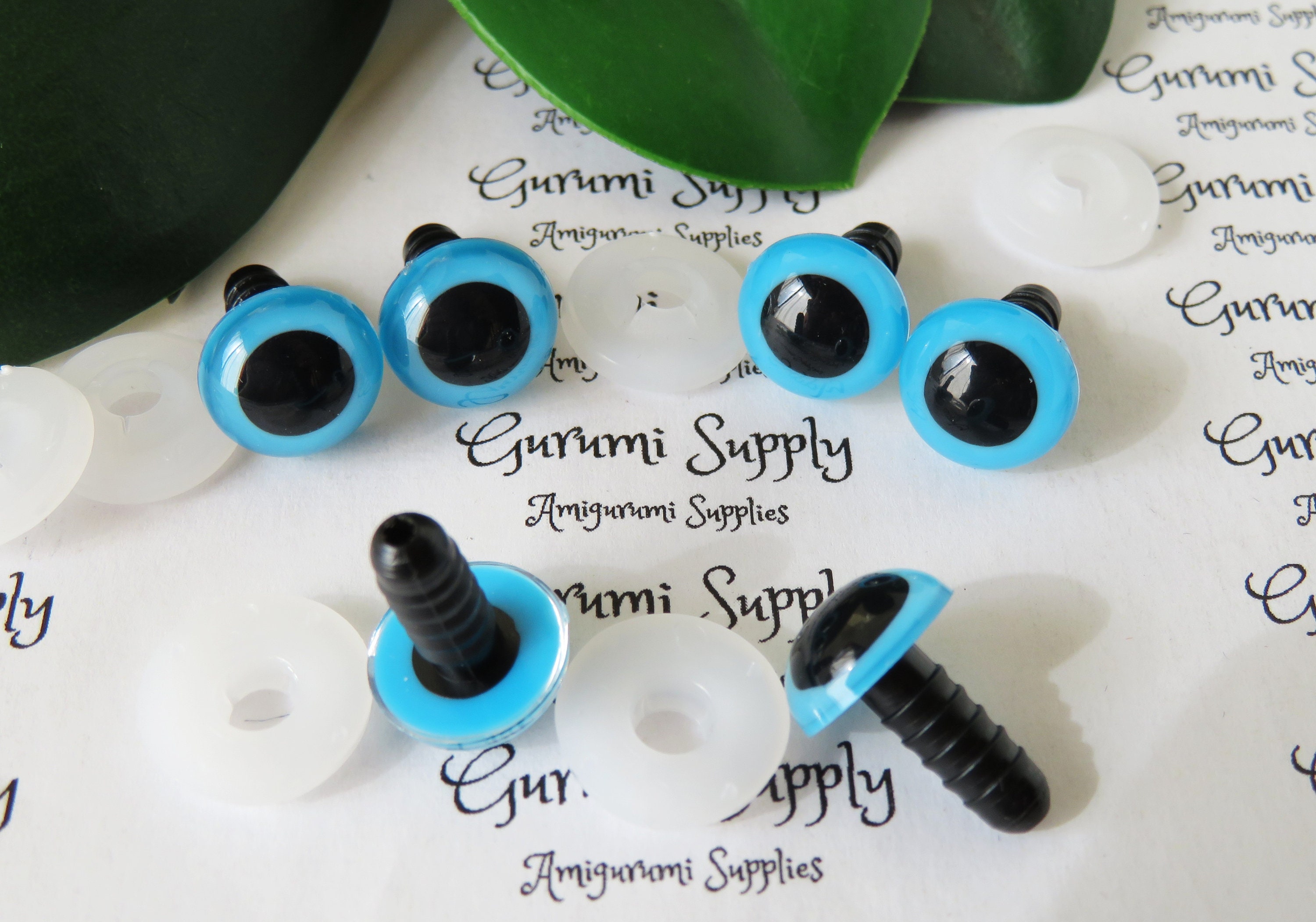 12mm Blue Iris Black Pupil Round Safety Eyes and Washers: 3 Pairs - Dolls/ Amigurumi/Animals/ Stuffed Creations/Crochet/Paintfree