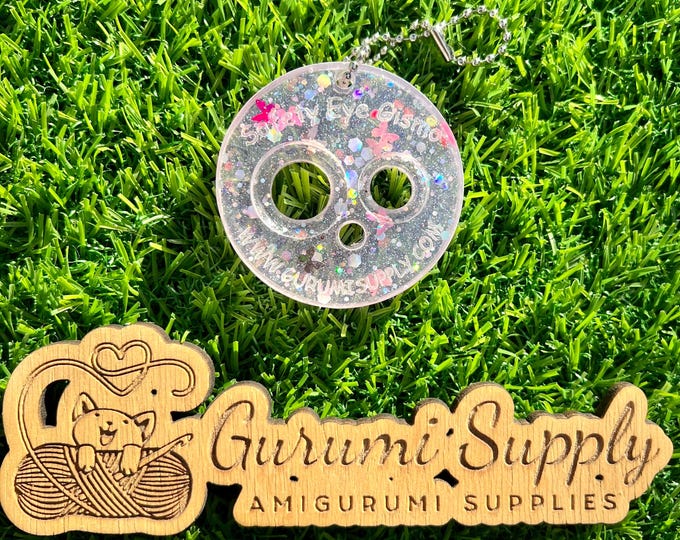 Safety Eye Gismo - Lilac Butterflies Glitter - Petite Size - Circle - On-the-Go - Keychain - Safety Eye Tool - Trapezoid Eyes - Amigurumi