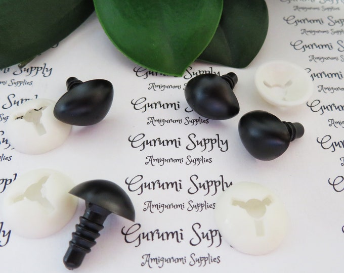 13x17mm Solid Matte Black Safety Noses with Washers - 4 ct / Amigurumi / Animal / Doll / Craft / Stuffed Creations / Crochet / Knit / Bear