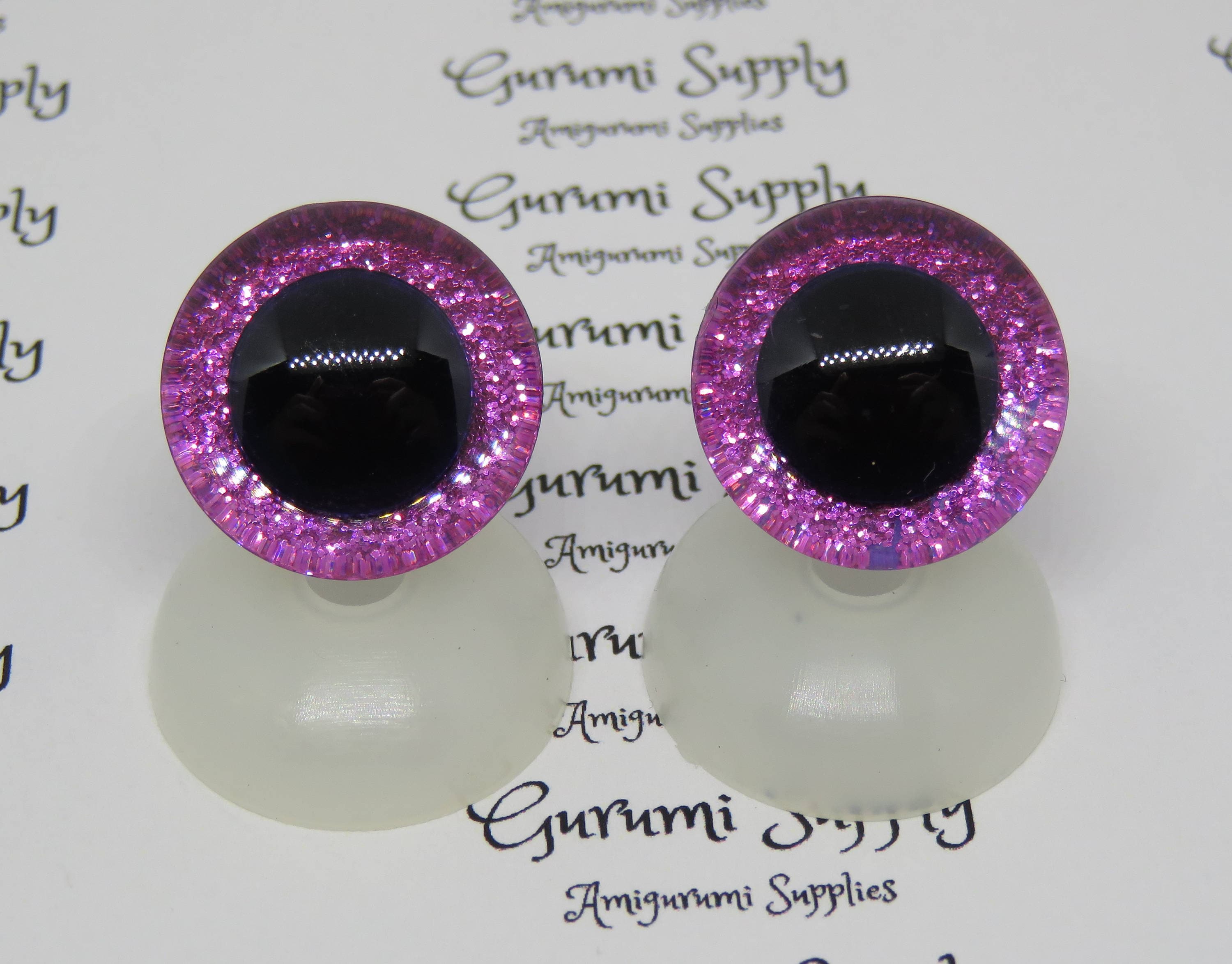 20mm Pink Rainbow Glitter safety eyes - 5 PAIR