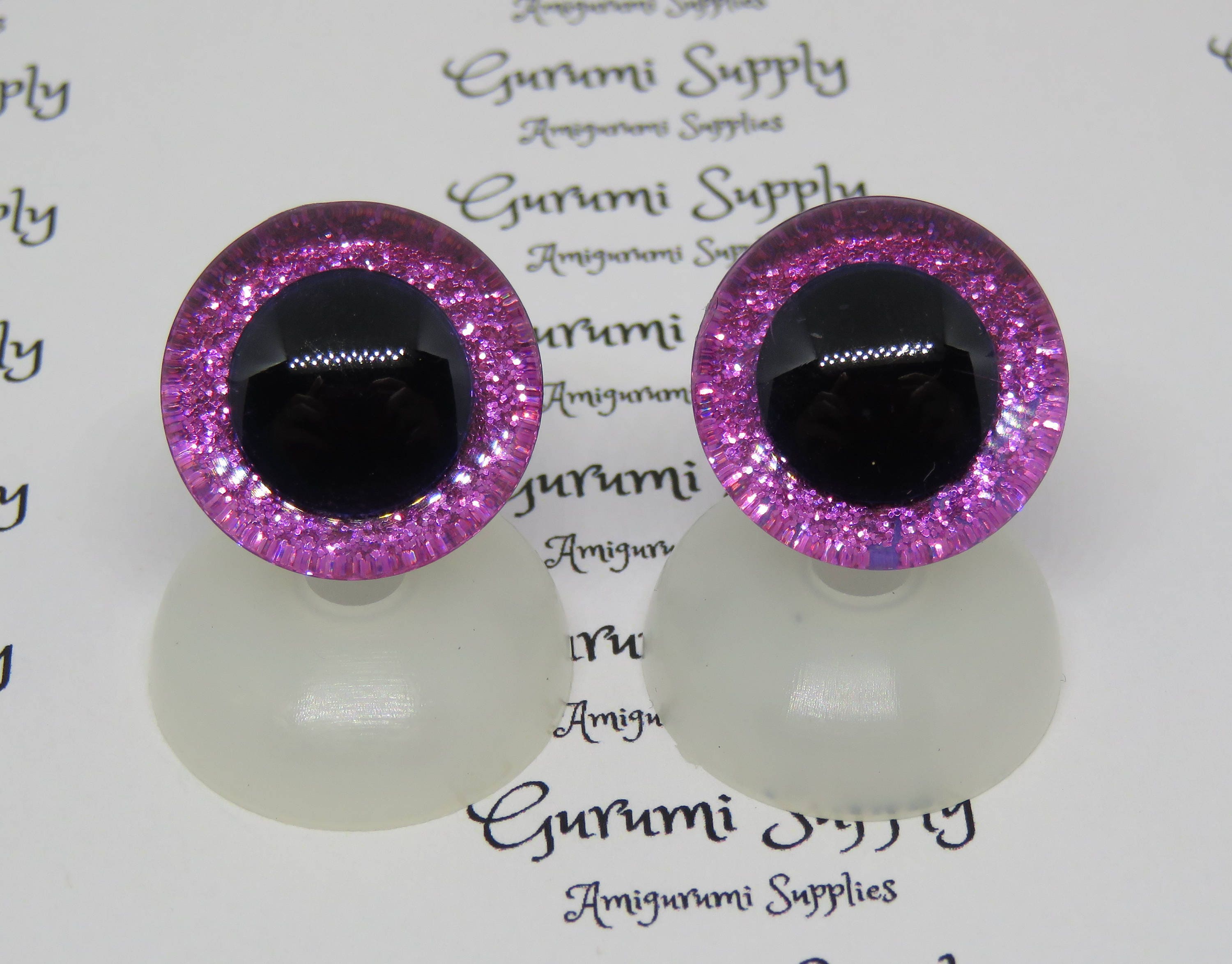 20mm Pink Rainbow Glitter safety eyes - 5 PAIR