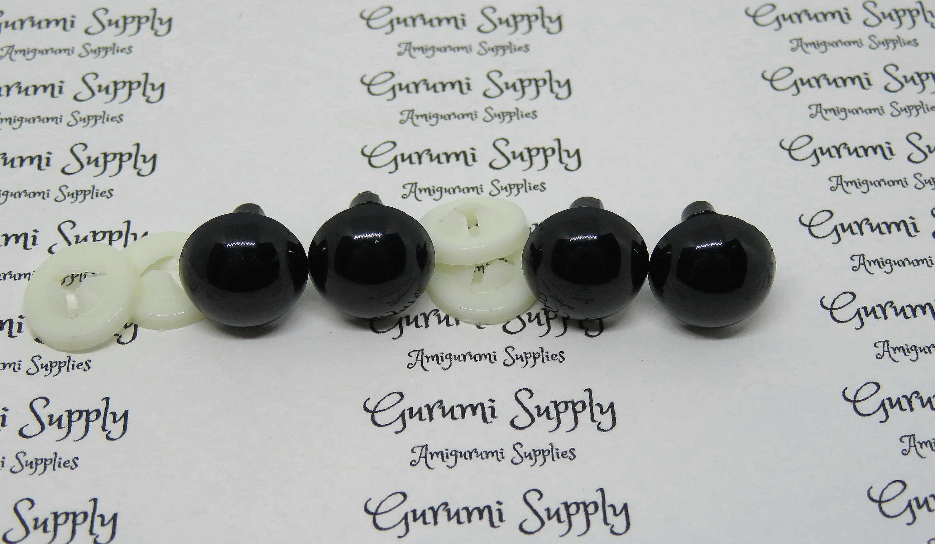 14mm Solid Black Round Safety Eyes with Washers: 2 Pair - Amigurumi /  Animals/ Doll / Toy / Stuffed Creations / Craft Eyes / Crochet / Knit