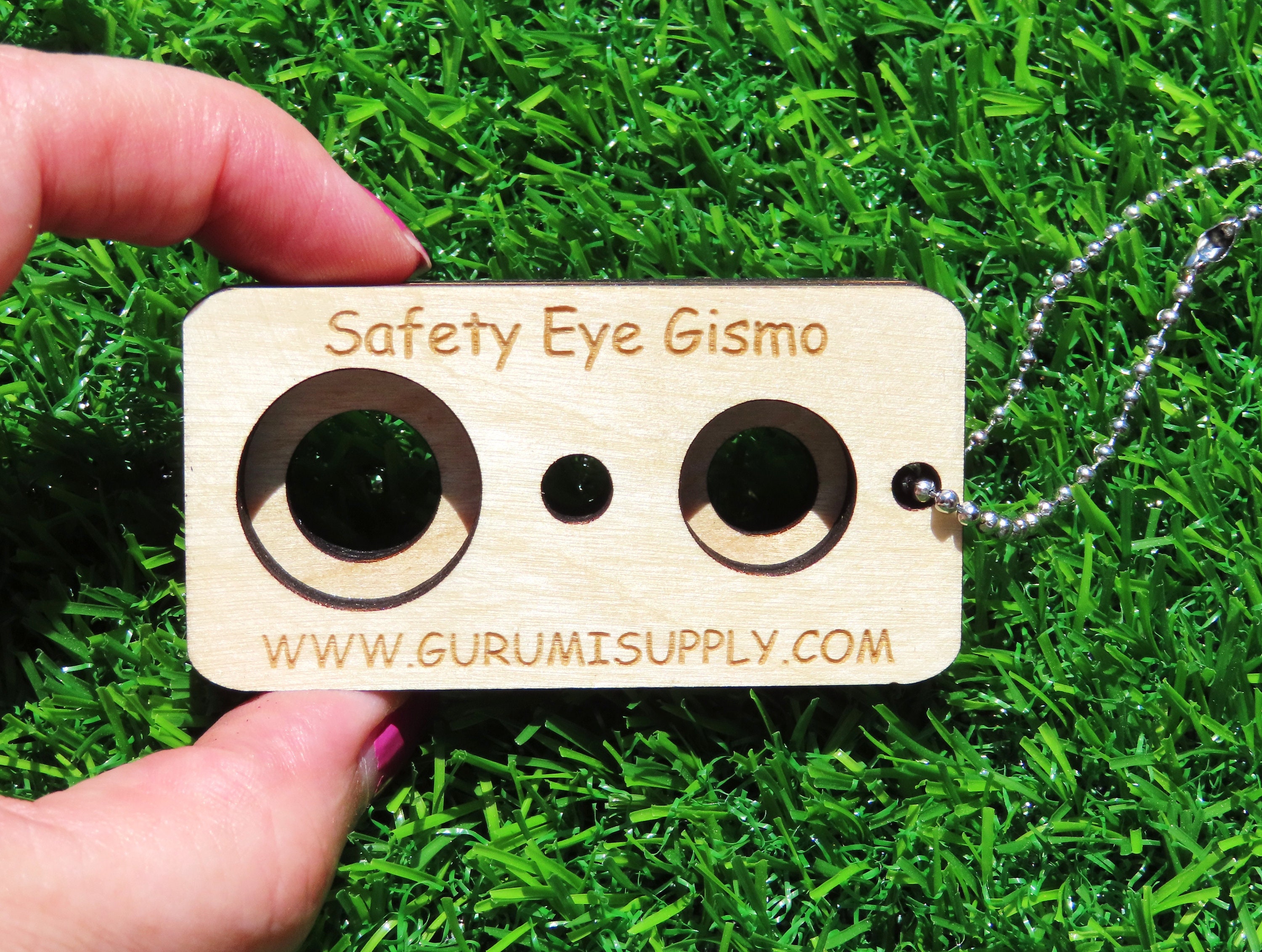 Safety Eye Gismo - Petite Size - On-the-Go - Keychain - Safety Eye Tool -  Safety Eye Jig - Safety Eye Helper - Wood - Trapezoid - Amigurumi