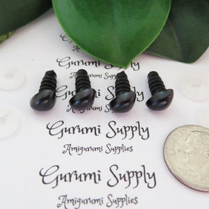 6x8.5mm Solid Matte Black Safety Noses with Washers 4 ct/ Amigurumi / Animal / Doll / Craft / Stuffed Creations / Crochet / Knit / Bear image 3