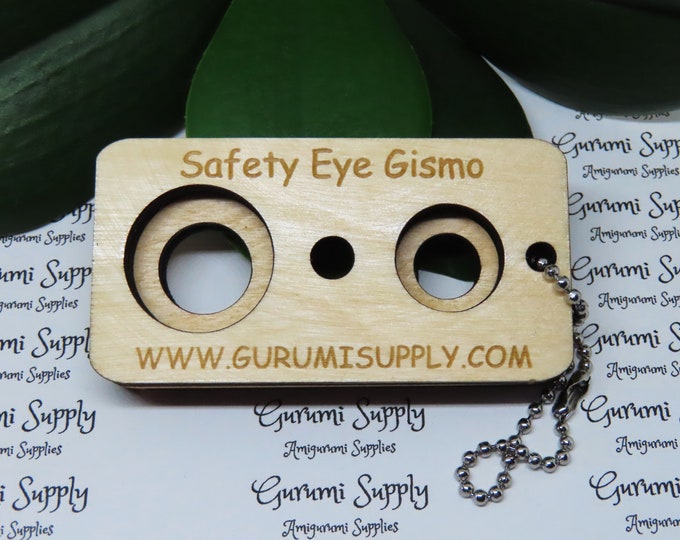 Safety Eyes Gismo - Petite Size - On-the-Go - Keychain - Safety Eye Tool - Safety Eye Jig - Safety Eye Helper - Wood - Trapezoid - Amigurumi