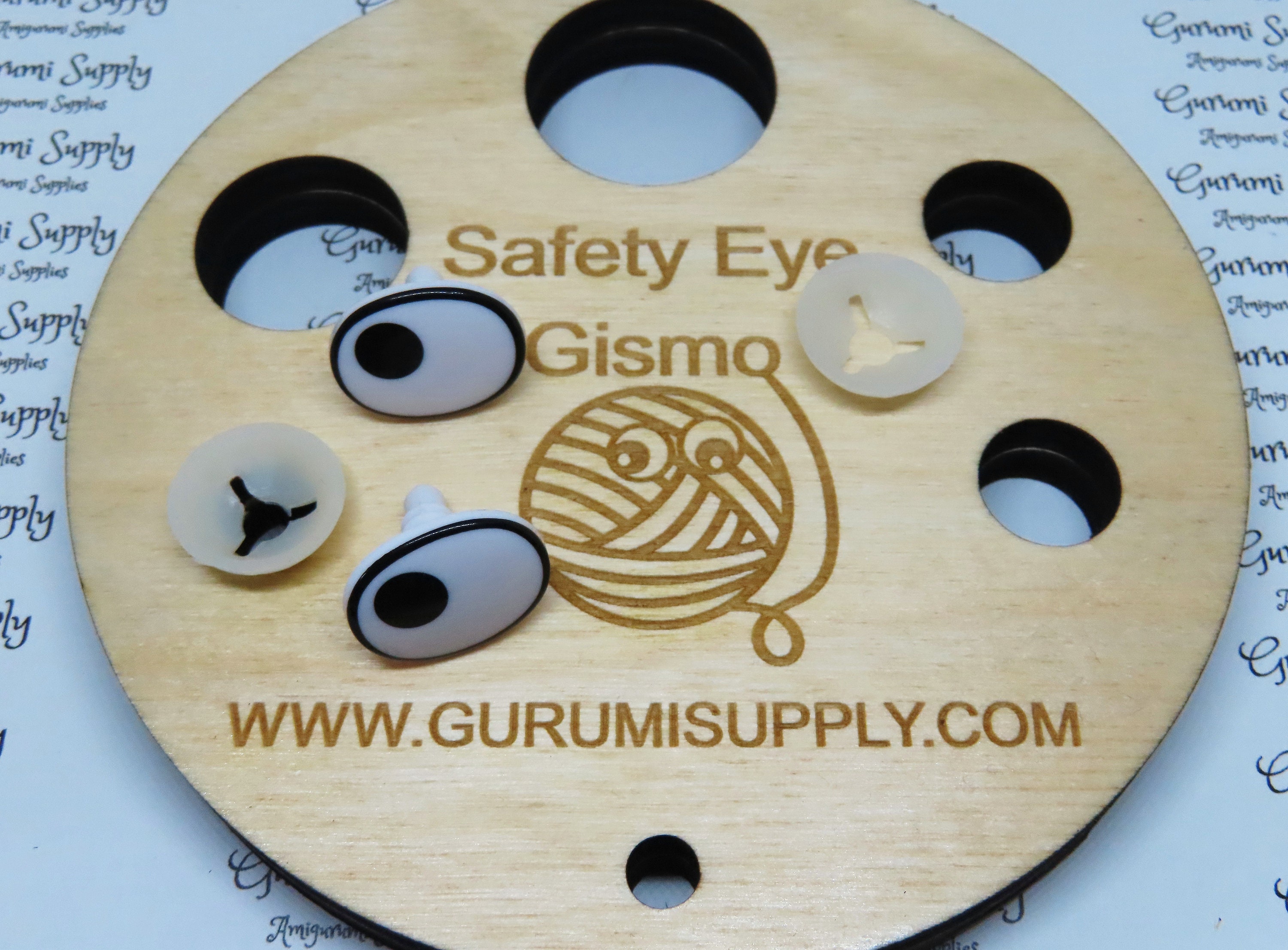 Safety Eye Gismo -Circle - Safety Eye Tool - Safety Eye Jig - Safety Eye  Helper - Wood - Trapezoid Eye - Animal Eye - Craft Eye - Amigurumi