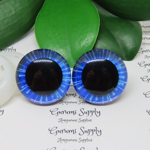 30mm Blue Iris 3D Style Trapezoid Safety Eyes and Washers: 1 Pair - Amigurumi / Animal / Toy / Doll /Crochet / Knit / Sunk in Washer