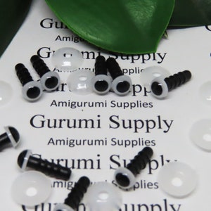 6mm White Color Round Safety Eyes with Black Pupils with washers - 5 pairs - Amigurumi / Doll / Animal / Craft / Amigurumi / Felting