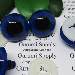 30 mm Dark Blue Ocean Iris Black Pupil Round Safety Eyes and Washers: 1 par - Boneca / Amigurumi / Animal / Criação / Crochê / Suprimentos