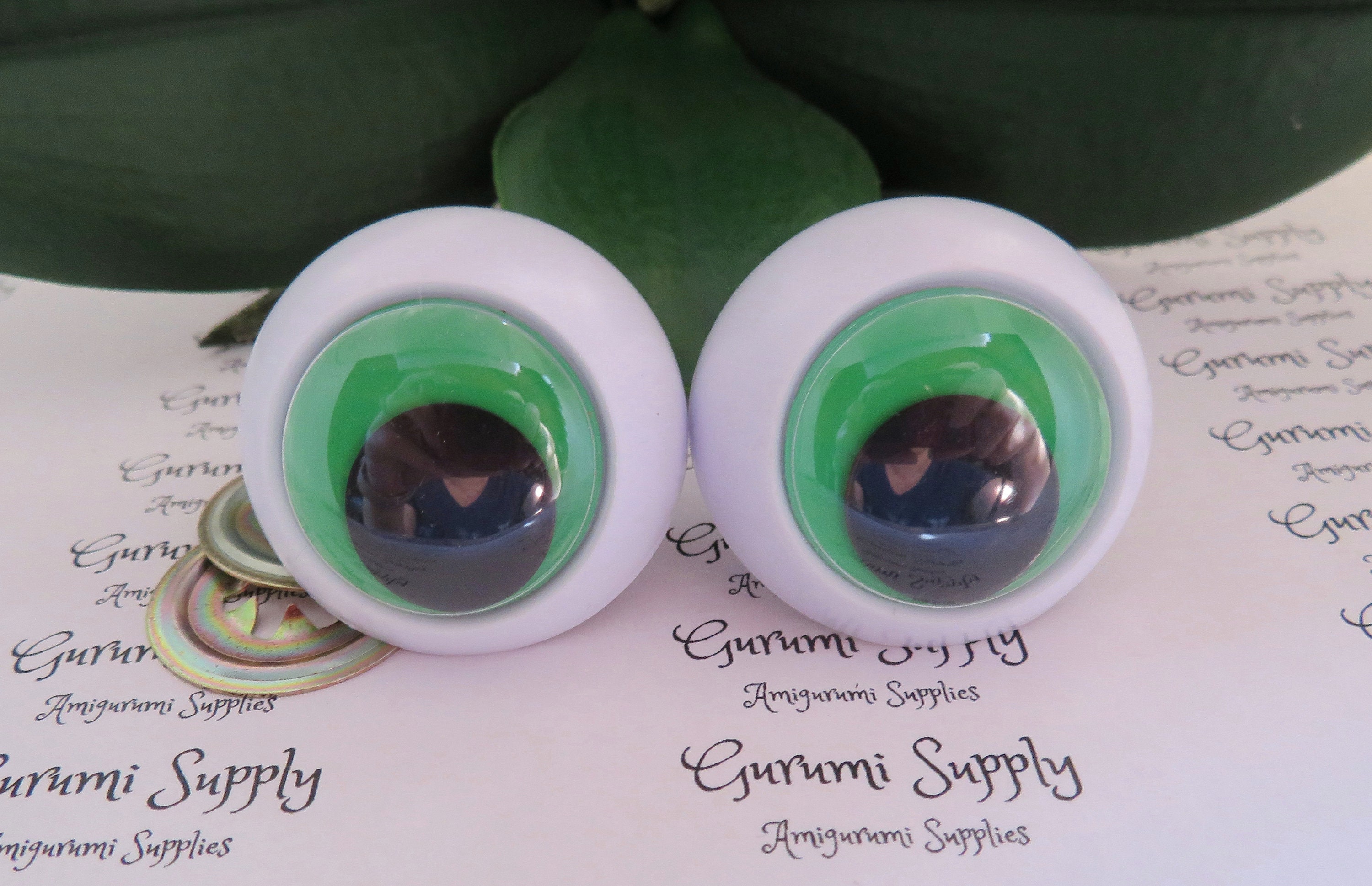 36mm Plastic Craft Eyes 2 Frog Eyes with Googly Pupils/Fasteners 1