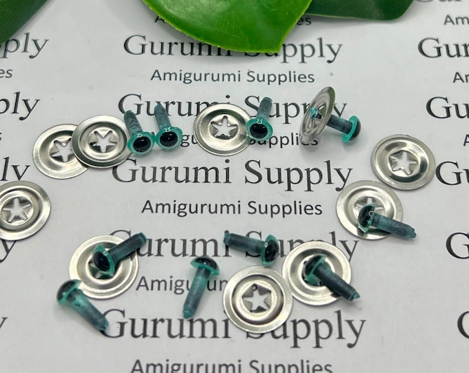 4.5mm Pearl Blue Iris Black Pupils Round Safety Eyes and Washers: 5 Pairs - Dolls / Amigurumi / Animals / Toys / Stuffed Creations / Crafts