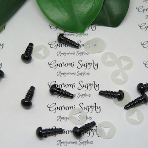 6 mm Solid Black Runde Sicherheitsaugen mit Unterlegscheiben: 5 Paar - Amigurumi Augen / AnimalEyes / Puppenaugen / Spielzeugaugen / Craft Augen / Puppenherstellung